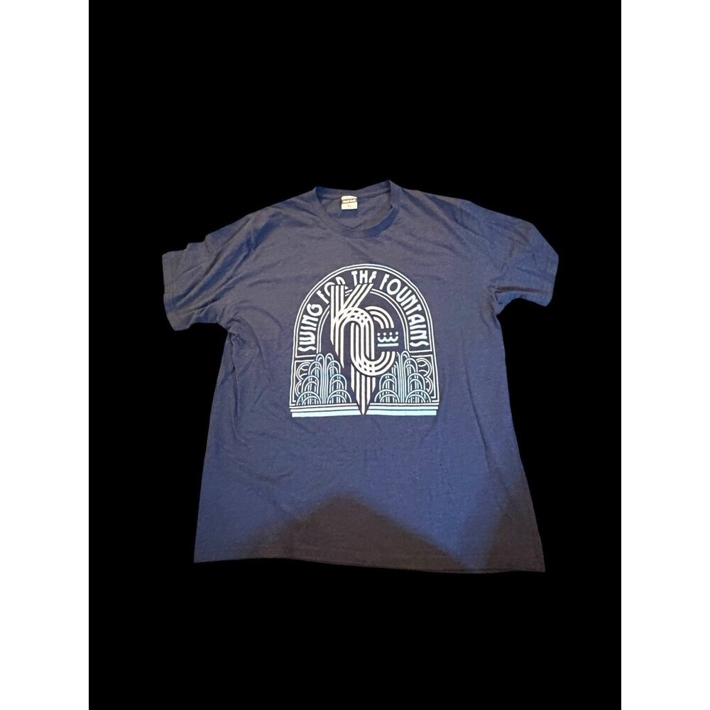 Charlie Hustle XL Kansas City KC Royals T-shirt Swing for the Fountain Blue
